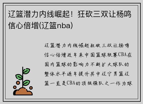 辽篮潜力内线崛起！狂砍三双让杨鸣信心倍增(辽篮nba)
