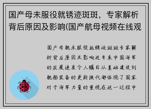 国产母未服役就锈迹斑斑，专家解析背后原因及影响(国产航母视频在线观看)