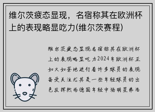 维尔茨疲态显现，名宿称其在欧洲杯上的表现略显吃力(维尔茨赛程)